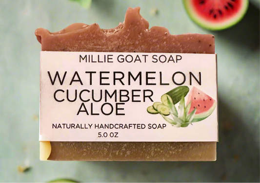 Watermelon Cucumber Juice Soap with soothing Aloe & Poppyseeds